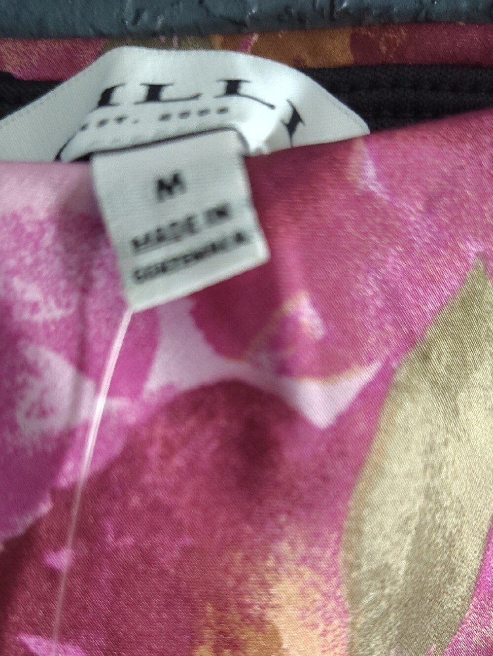 Gilli Black Whimsical Cottagecore Midi Skirt with Pink Floral Print - Picture 2 of 6